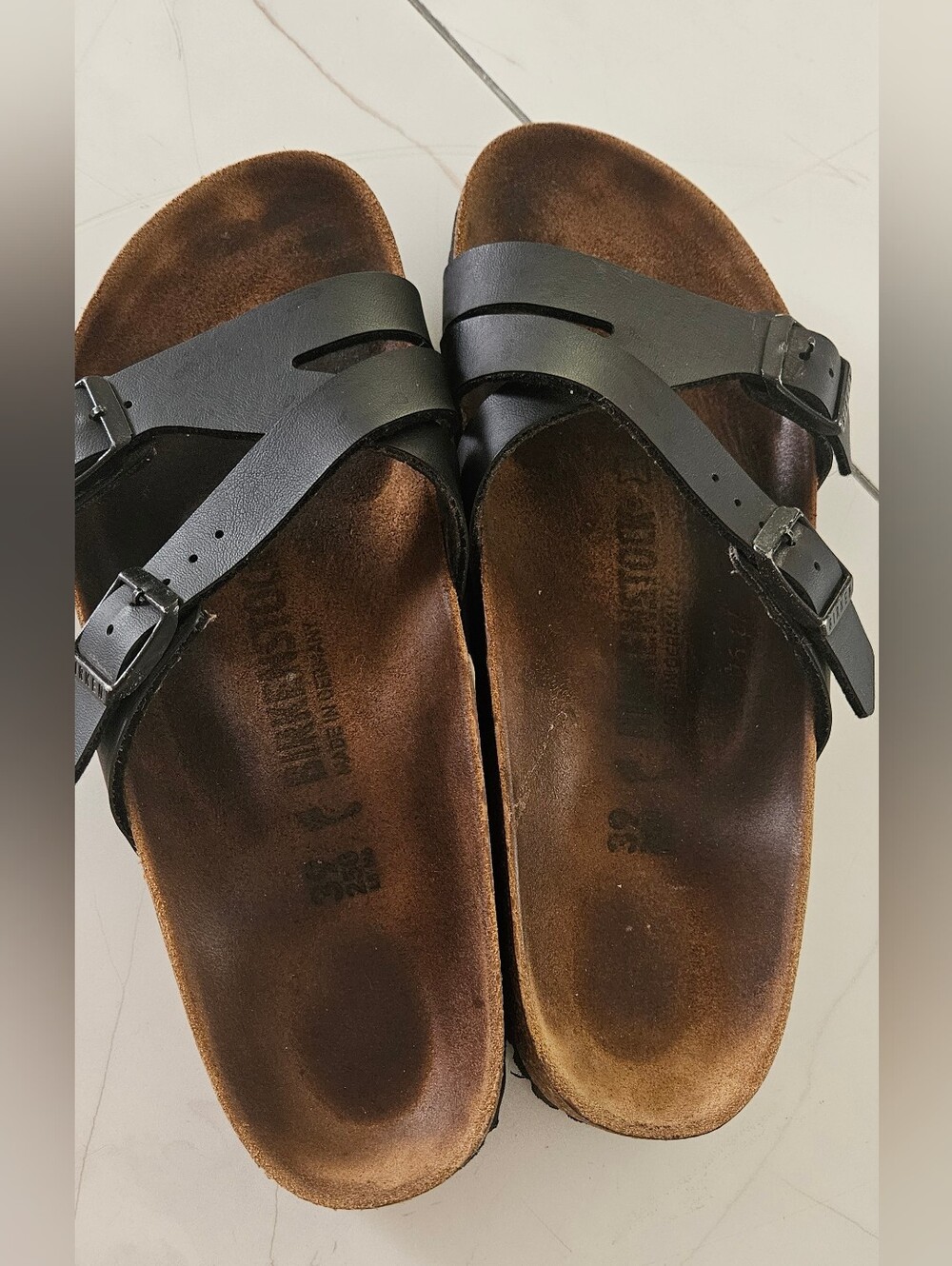 Birkenstock Black Leather Cross-Strap Sandals